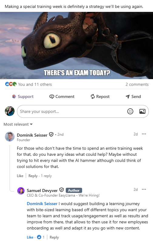 linkedin copywriting example, solving problems for customers